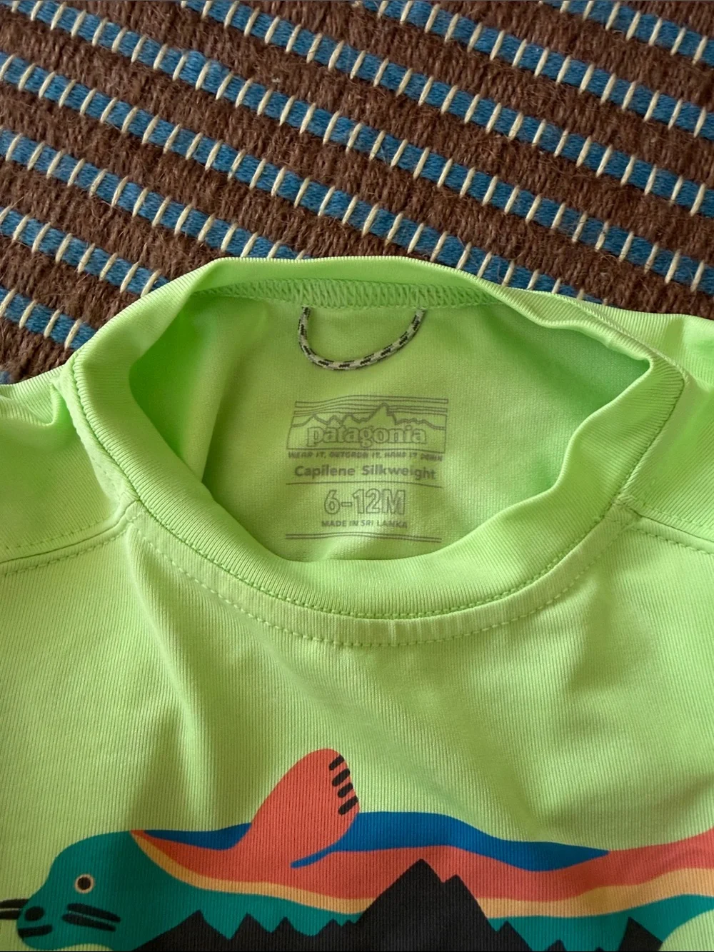 Patagonia Kids Neon Lime Long-Sleeve Swim Rashguard with Multicolor Fish Graphic